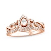 Thumbnail Image 1 of Pear-Shaped Halo Diamond Bridal Set 3/8 ct tw 14K Rose Gold
