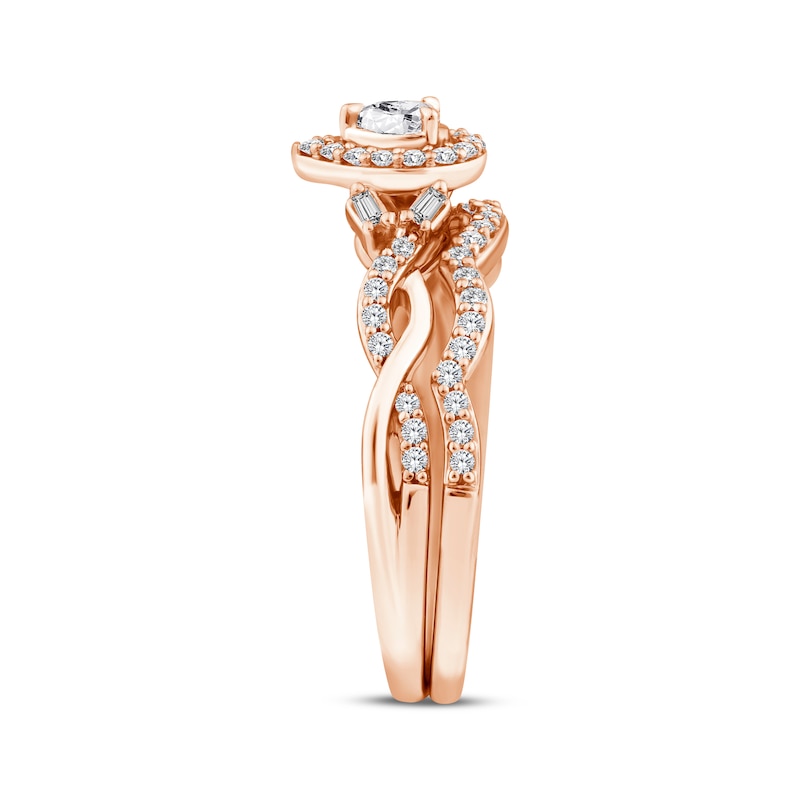 Main Image 2 of Pear-Shaped Halo Diamond Bridal Set 3/8 ct tw 14K Rose Gold
