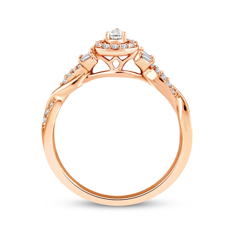 Pear-Shaped Diamond Halo Engagement Ring 1/3 ct tw 14K Rose Gold
