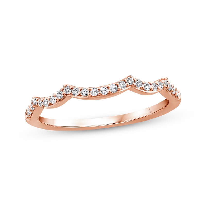 Main Image 7 of Now + Forever Diamond Scalloped Wedding Band 1/8 ct tw 14K Rose Gold