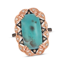 Le Vian Cushion-Cut Peacock Aquaprase Scalloped Ring 1/3 ct tw Diamonds 14K Strawberry Gold Size 7