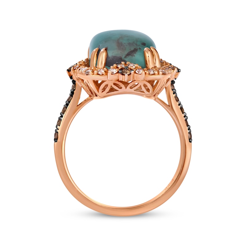 Main Image 2 of Le Vian Cushion-Cut Peacock Aquaprase Ring 1/2 ct tw Diamonds 14K Strawberry Gold Size 7