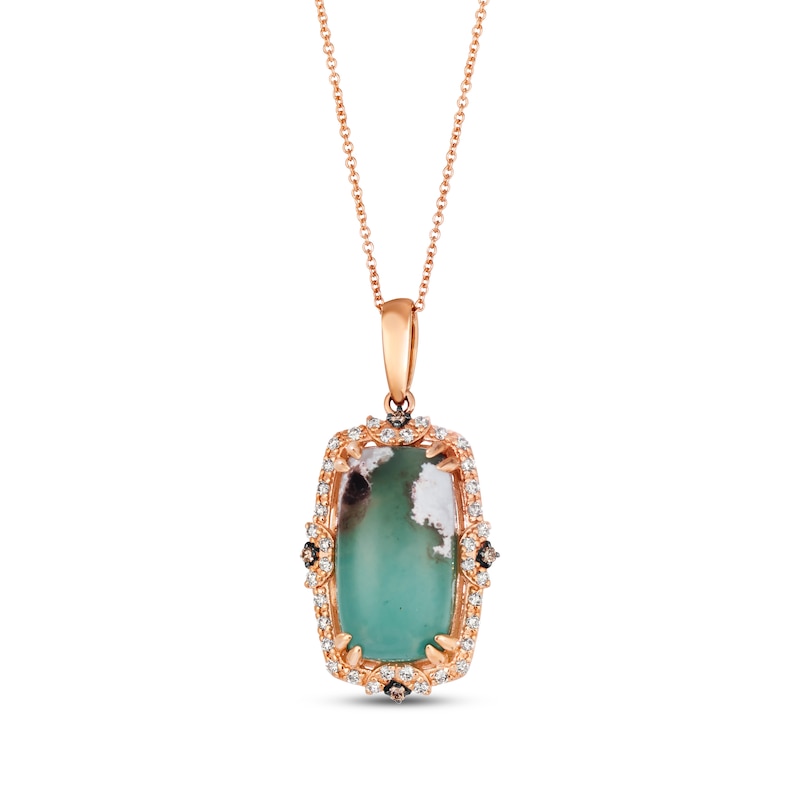Main Image 1 of Le Vian Cushion-Cut Peacock Aquaprase Necklace 3/8 ct tw Diamonds 14K Strawberry Gold 20&quot;