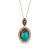 Thumbnail Image 1 of Le Vian Oval-Cut Peacock Aquaprase Halo Necklace 1/2 ct tw Diamonds 14K Strawberry Gold 20&quot;