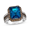 Thumbnail Image 1 of Le Vian Emerald-Cut Blue Topaz Ring 1 ct tw Diamonds 14K Vanilla Gold Size 7