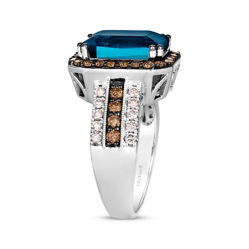 Main Image 2 of Le Vian Emerald-Cut Blue Topaz Ring 1 ct tw Diamonds 14K Vanilla Gold Size 7