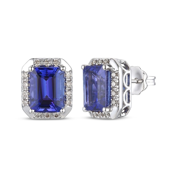 Le Vian Emerald-Cut Tanzanite Earrings 1/5 ct tw Diamonds 14K Vanilla Gold