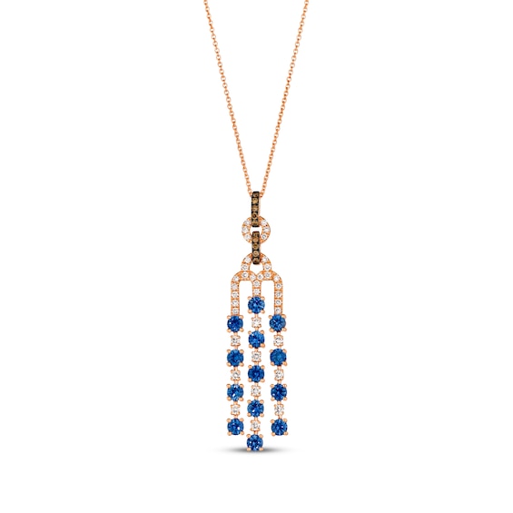 Le Vian Blue Sapphire Drop Necklace 1/2 ct tw Diamonds 14K Strawberry Gold 20"