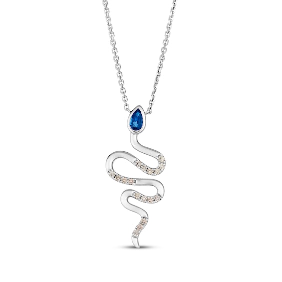 Le Vian Pear-Shaped Blue Sapphire Snake Necklace 1/8 ct tw Diamonds 14K Vanilla Gold 19"