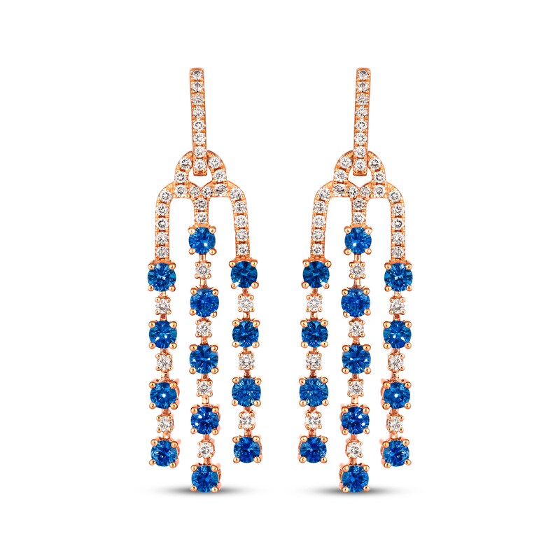 Main Image 2 of Le Vian Blue Sapphire Drop Earrings 7/8 ct tw Diamonds 14K Strawberry Gold