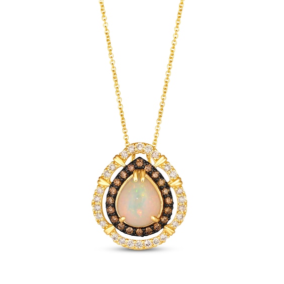 Le Vian Pear-Shaped Opal Necklace 1/2 ct tw Diamonds 14K Honey Gold 20"