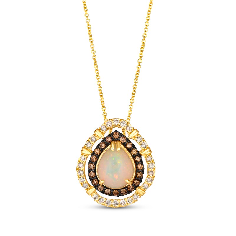 Main Image 1 of Le Vian Pear-Shaped Opal Necklace 1/2 ct tw Diamonds 14K Honey Gold 20"