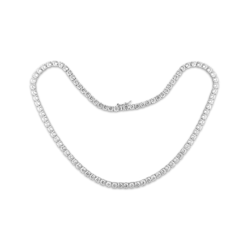Main Image 1 of White Lab-Created Sapphire Tennis Necklace Sterling Silver 18&quot;
