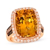 Thumbnail Image 0 of Le Vian Cushion-Cut Citrine Ring 1/2 ct tw Diamonds 14K Strawberry Gold
