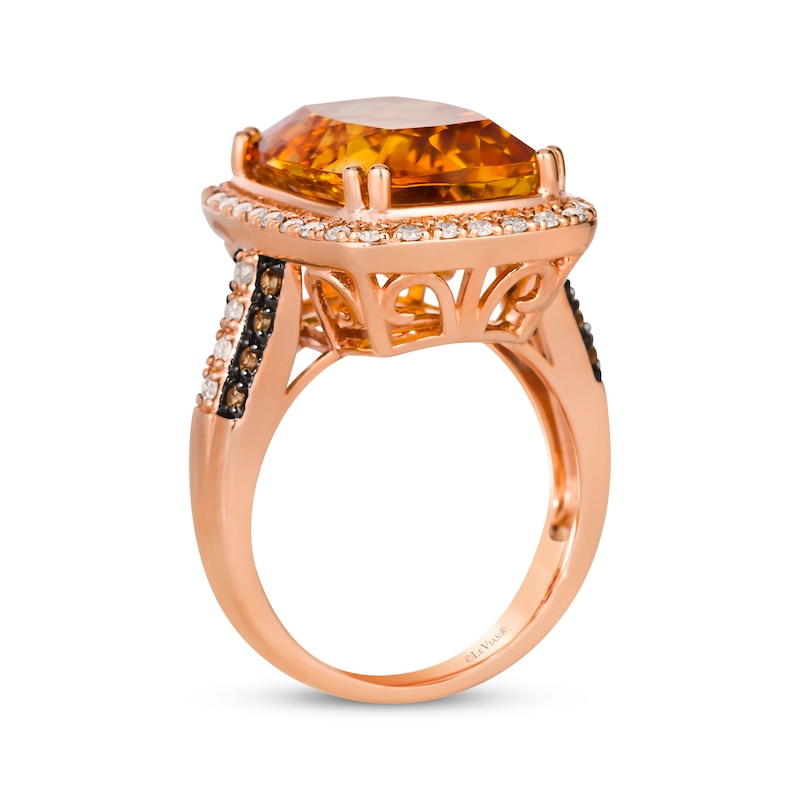 Le Vian Cushion-Cut Citrine Ring 1/2 ct tw Diamonds 14K Strawberry Gold