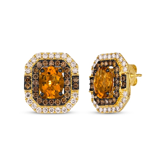 Le Vian Oval-Cut Citrine Earrings 1-5/8 ct tw Diamonds 14K Honey Gold