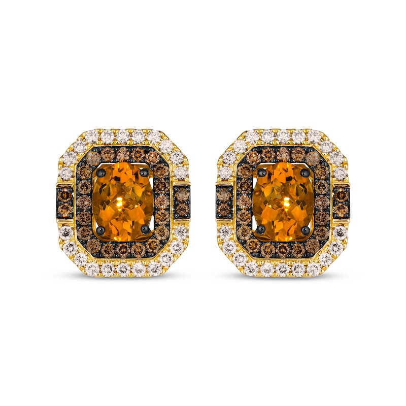 Main Image 2 of Le Vian Oval-Cut Citrine Earrings 1-5/8 ct tw Diamonds 14K Honey Gold