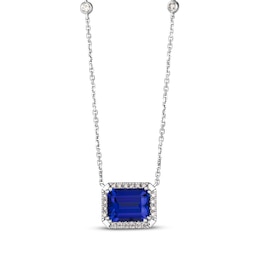 Le Vian Emerald-Cut Tanzanite Necklace 1/4 ct tw Diamonds 14K Vanilla Gold 19"