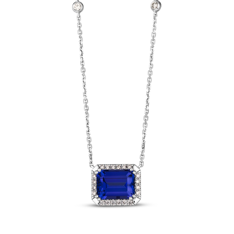 Main Image 1 of Le Vian Emerald-Cut Tanzanite Necklace 1/4 ct tw Diamonds 14K Vanilla Gold 19&quot;