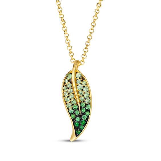 Le Vian Tsavorite Leaf Necklace 18K Honey Gold 20"