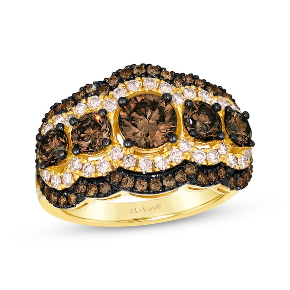 Le Vian Diamond Scalloped Ring 2-1/2 ct tw 14K Honey Gold Size 7