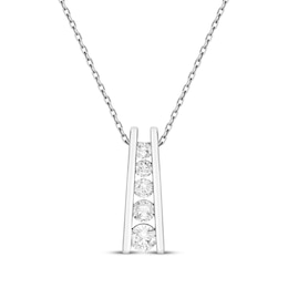 Diamond Ladder Necklace 1/4 ct tw Sterling Silver 18"