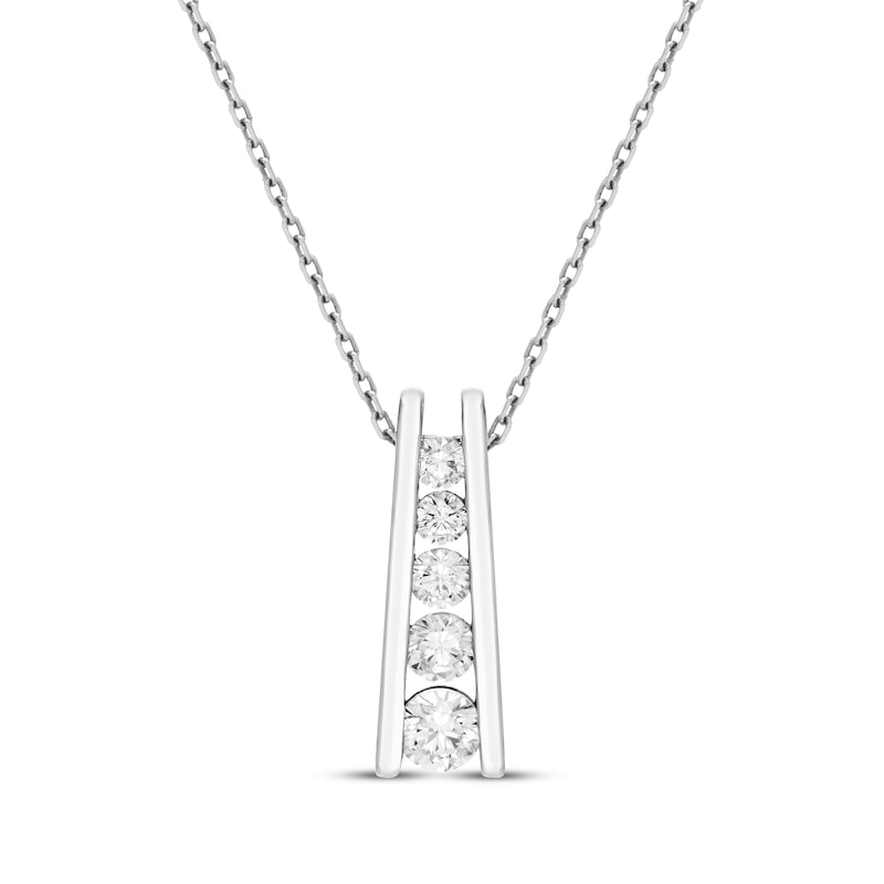 Main Image 1 of Diamond Ladder Necklace 1/4 ct tw Sterling Silver 18&quot;
