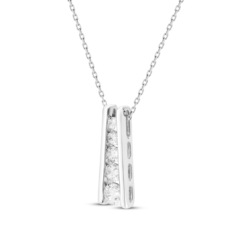 Main Image 2 of Diamond Ladder Necklace 1/4 ct tw Sterling Silver 18&quot;