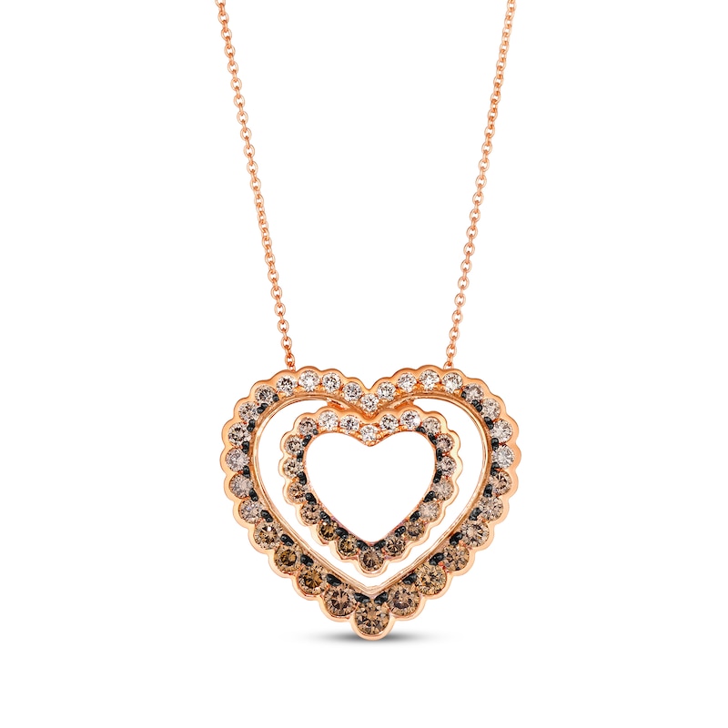 Main Image 1 of Le Vian Ombré Diamond Heart Necklace 1-1/3 ct tw 14K Strawberry Gold 20&quot;