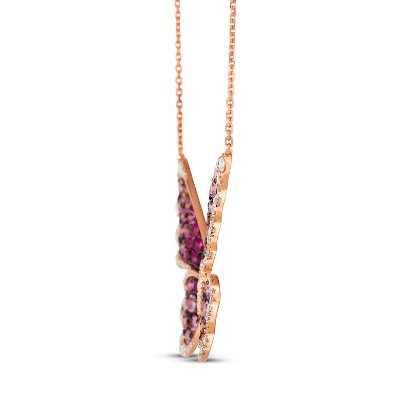 Main Image 2 of Le Vian Ombré Pink Sapphire Butterfly Necklace 1-1/6 ct tw Diamonds 18K Strawberry Gold 19&quot;