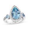 Thumbnail Image 1 of Le Vian Pear-Shaped & Square-Cut Aquamarine Ring 3/8 ct tw Diamonds 18K Vanilla Gold Size 7