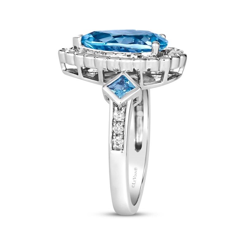 Main Image 2 of Le Vian Pear-Shaped & Square-Cut Aquamarine Ring 3/8 ct tw Diamonds 18K Vanilla Gold Size 7