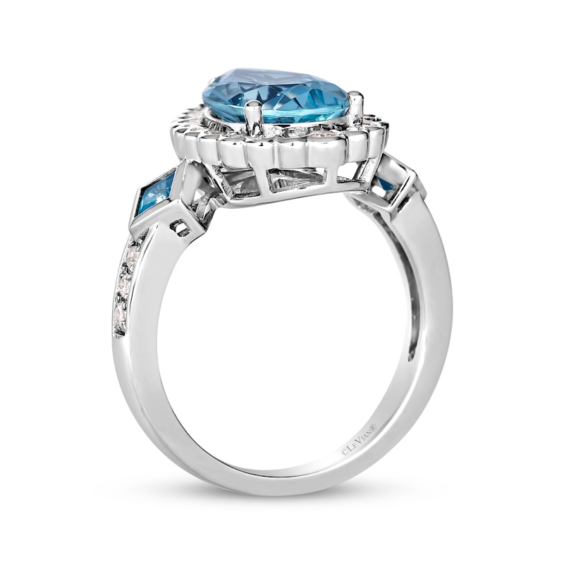 Main Image 3 of Le Vian Pear-Shaped & Square-Cut Aquamarine Ring 3/8 ct tw Diamonds 18K Vanilla Gold Size 7