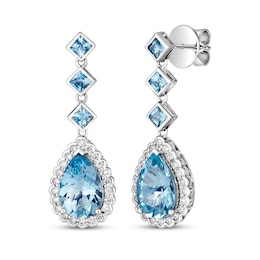 Le Vian Pear-Shaped & Square-Cut Aquamarine Drop Earrings 5/8 ct tw Diamonds 18K Vanilla Gold
