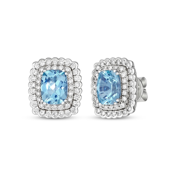 Le Vian Cushion-Cut Aquamarine Earrings 1 ct tw Diamonds 18K Vanilla ...