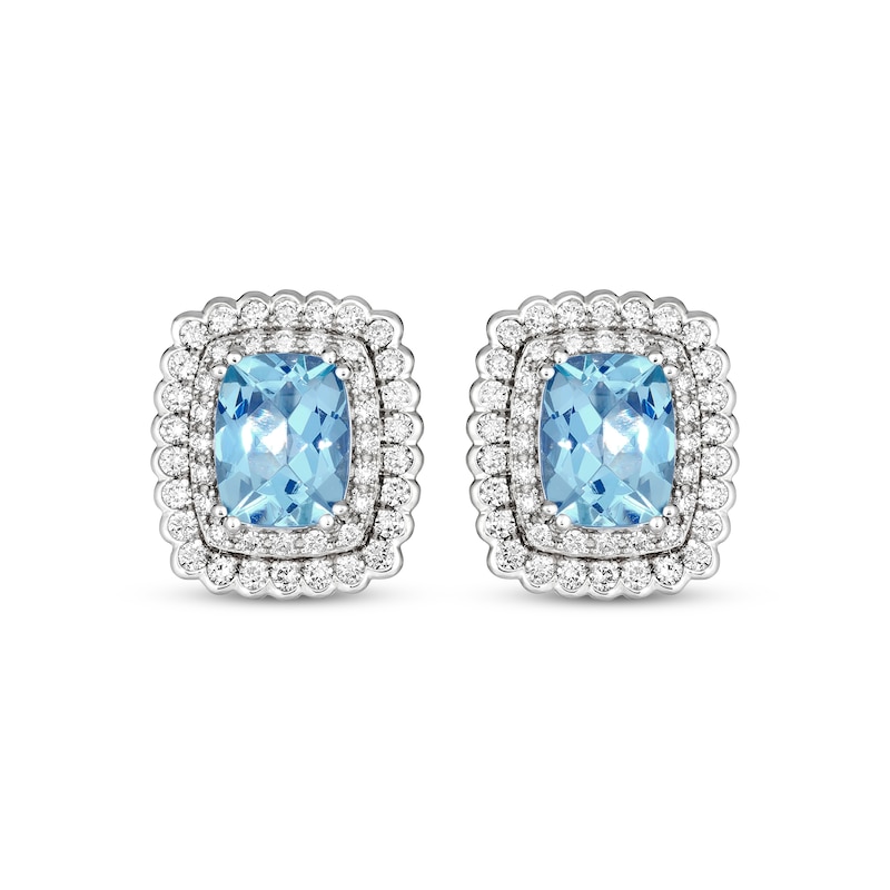Le Vian Cushion-Cut Aquamarine Earrings 1 ct tw Diamonds 18K Vanilla ...