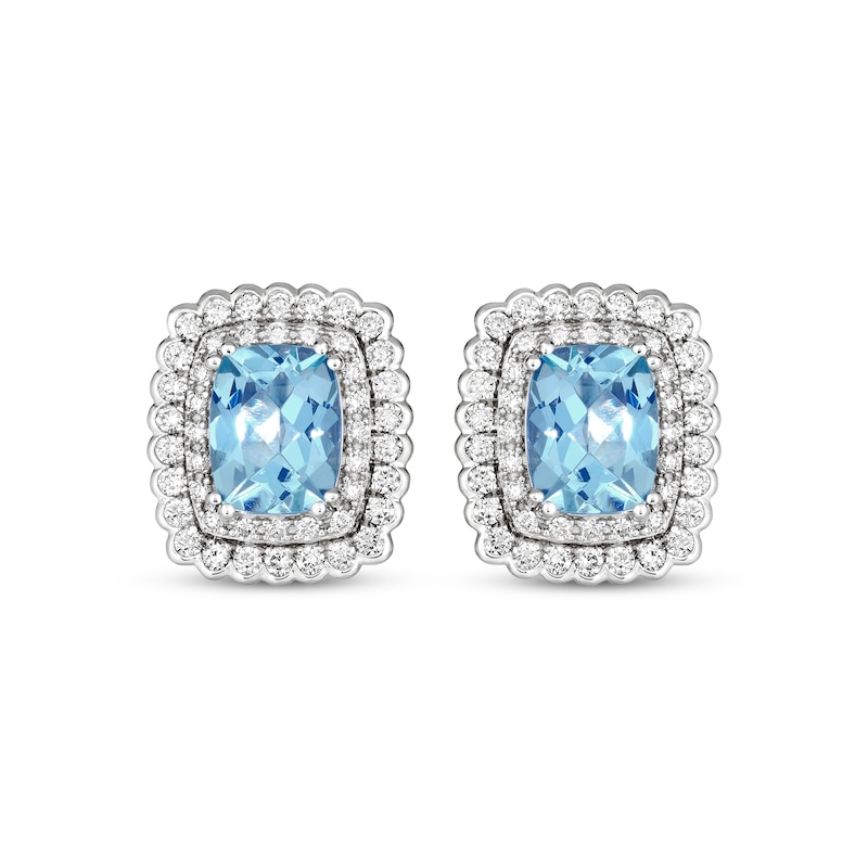 Main Image 2 of Le Vian Cushion-Cut Aquamarine Earrings 1 ct tw Diamonds 18K Vanilla Gold