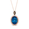 Thumbnail Image 1 of Le Vian Oval-Cut Blue Topaz Necklace 1/2 ct tw Diamonds 14K Strawberry Gold 20"