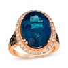 Thumbnail Image 1 of Le Vian Oval-Cut Blue Topaz Ring 1/2 ct tw Diamonds 14K Strawberry Gold Size 7