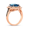 Thumbnail Image 3 of Le Vian Emerald-Cut Blue Topaz Ring 1 ct tw Diamonds 14K Strawberry Gold Size 7