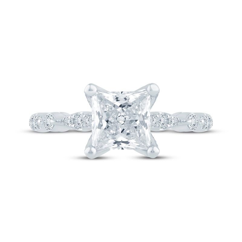 Main Image 4 of Monique Lhuillier Bliss Princess-Cut Lab-Grown Diamond Engagement Ring 1-7/8 ct tw 18K White Gold