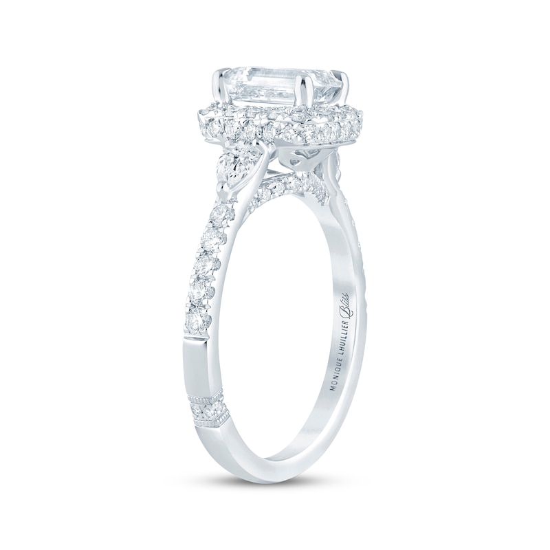 Main Image 2 of Monique Lhuillier Bliss Emerald-Cut Lab-Grown Diamond Engagement Ring 1-7/8 ct tw 18K White Gold