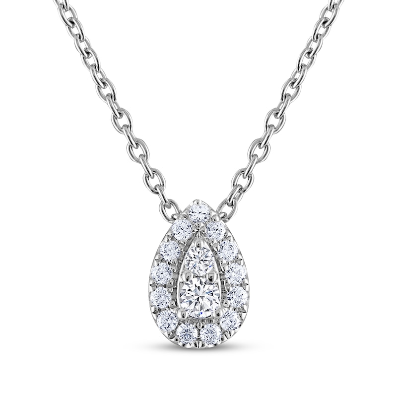 THE LEO Diamond Multi-Stone Teardrop Necklace 1/5 ct tw 14K White Gold ...