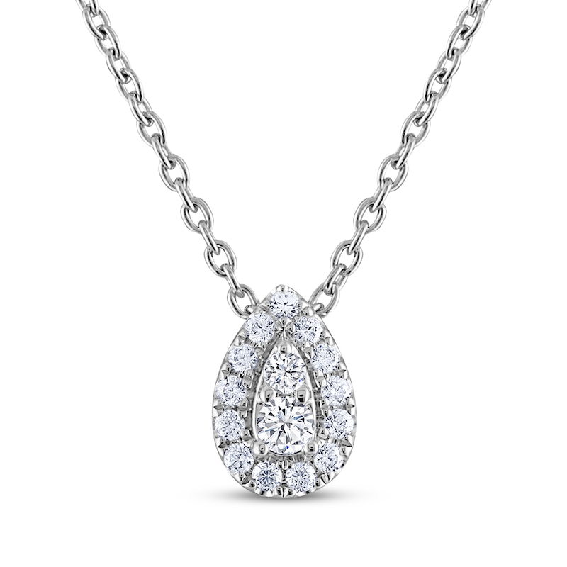 Main Image 1 of THE LEO Diamond Multi-Stone Teardrop Necklace 1/5 ct tw 14K White Gold 19&quot;