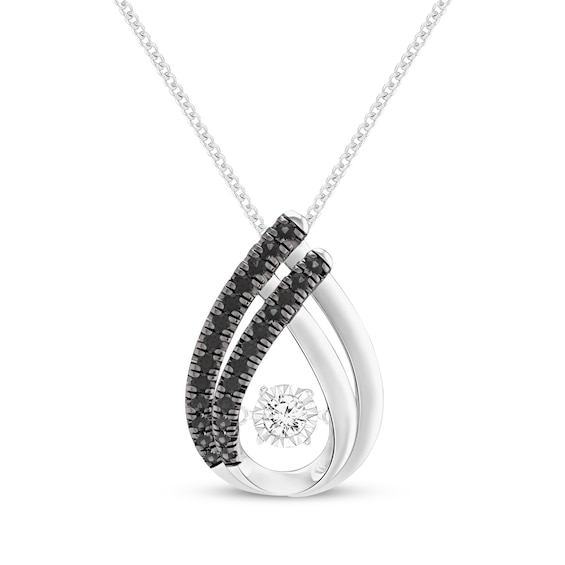 Unstoppable Love Black & White Diamond Teardrop Necklace 1/4 ct tw 10K White Gold 19"