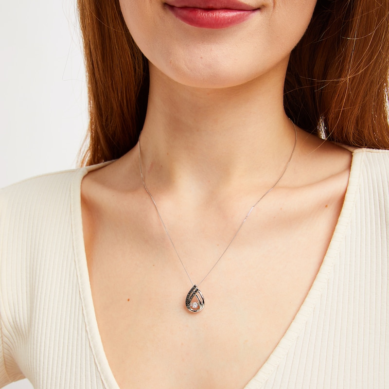 Main Image 2 of Unstoppable Love Black & White Diamond Teardrop Necklace 1/4 ct tw 10K White Gold 19&quot;