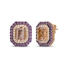 Thumbnail Image 1 of Le Vian Emerald-Cut Morganite & Rhodolite Garnet Earrings 1/3 ct tw Diamonds 14K Strawberry Gold