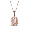 Thumbnail Image 1 of Le Vian Emerald-Cut Morganite Necklace 1/4 ct tw Diamonds 14K Strawberry Gold 20&quot;