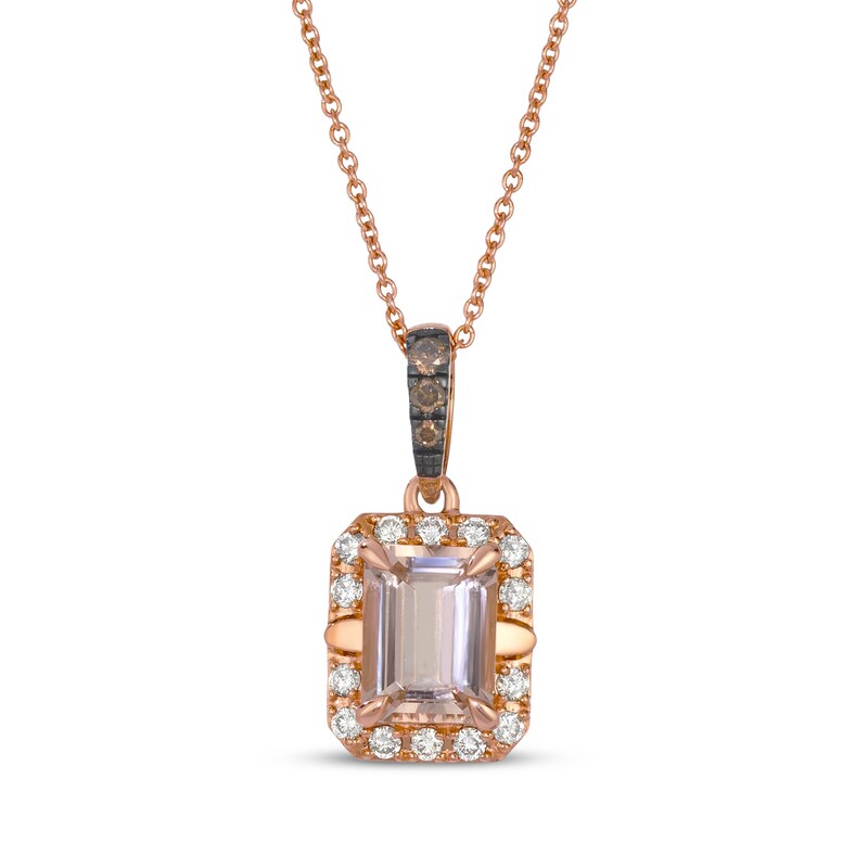 Main Image 1 of Le Vian Emerald-Cut Morganite Necklace 1/4 ct tw Diamonds 14K Strawberry Gold 20&quot;