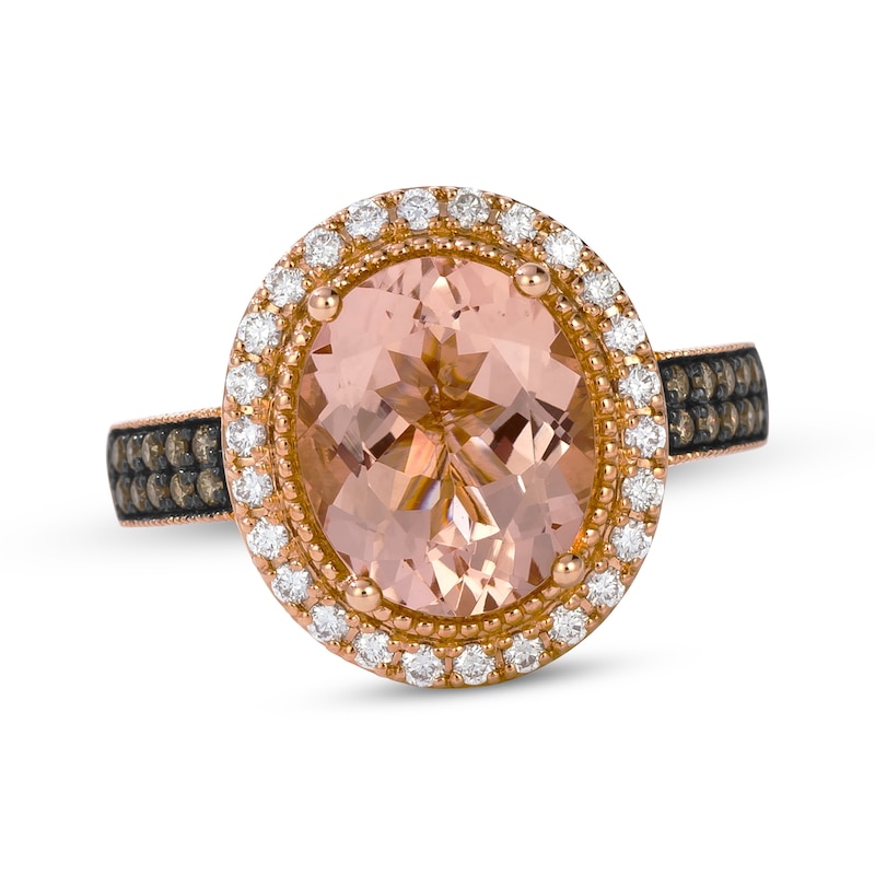 Main Image 1 of Le Vian Oval-Cut Morganite Ring 3/8 ct tw Diamonds 14K Strawberry Gold Size 7